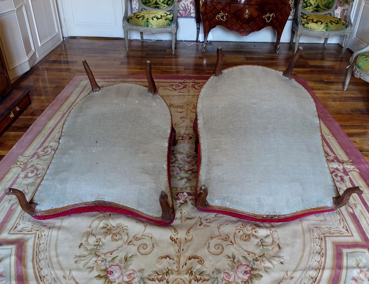Broken Duchess - Louis XV period chaise longue in crushed velvet, Manufacture Bonvallet