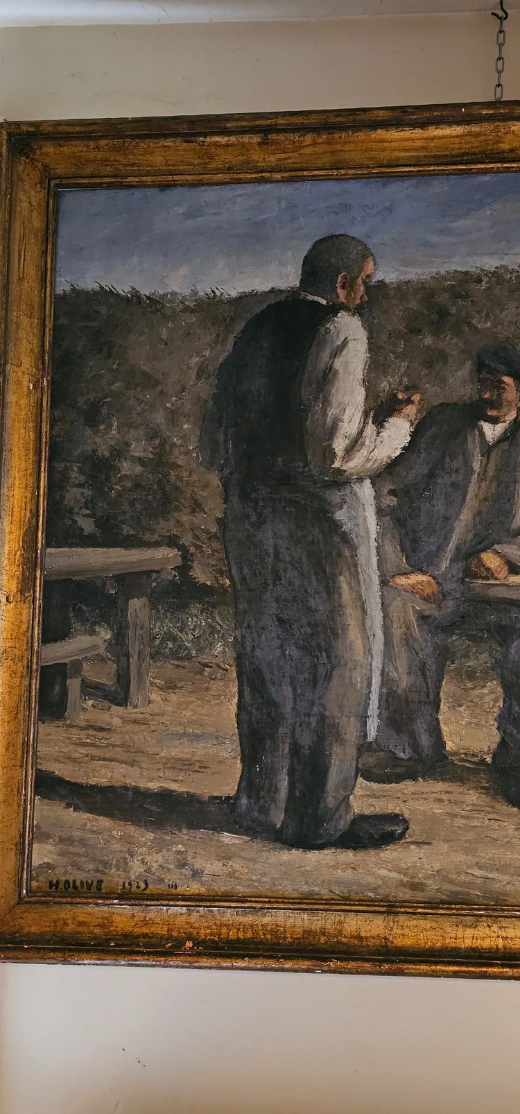 Wichtiges Öl auf Leinwand „Das Rendezvous“ 1923 H.Olive
