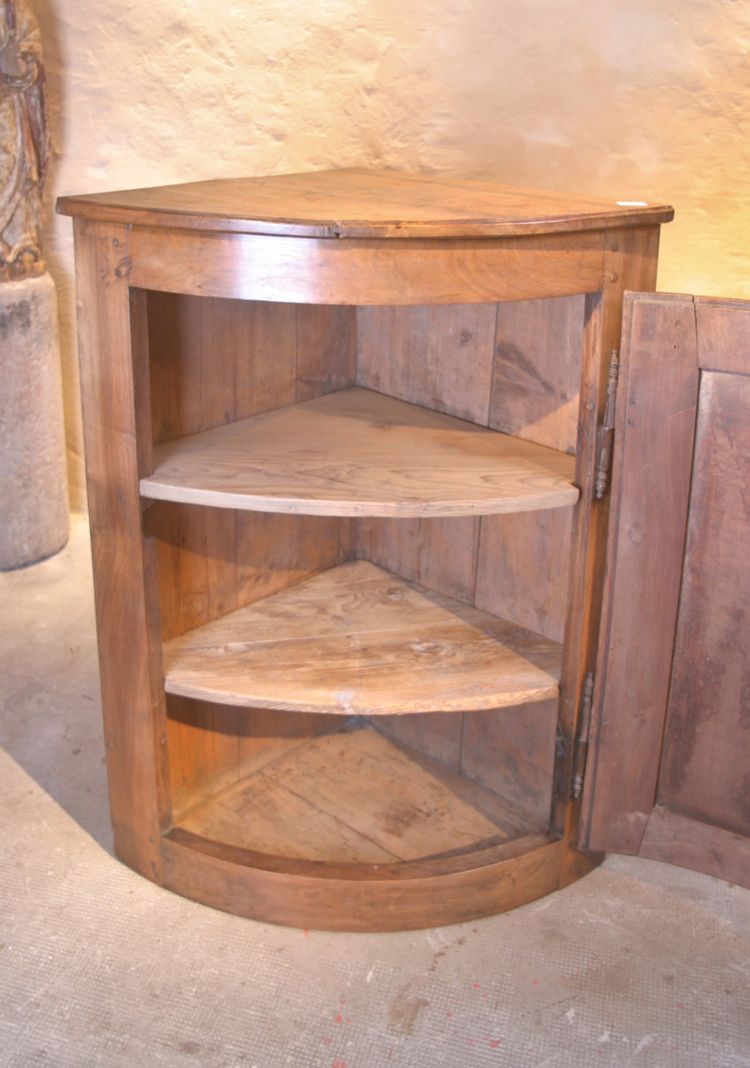 Curved walnut corner cupboard