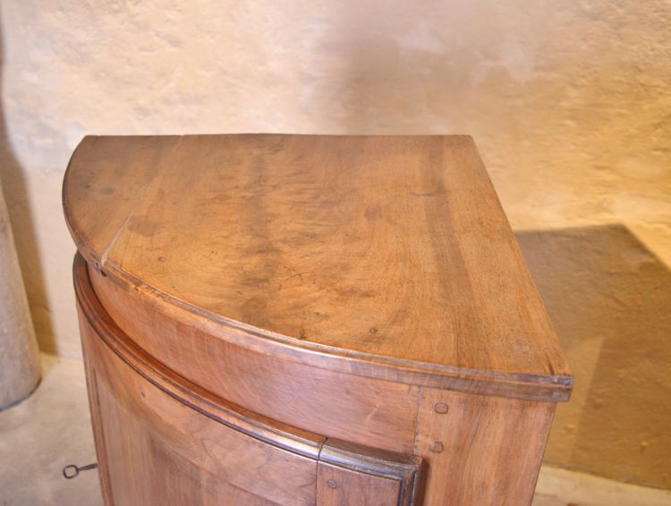 Curved walnut corner cupboard