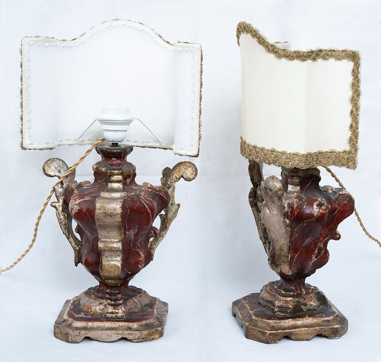 Coppia di lampade antiche Luigi XIV, Roma, XVIII secolo.