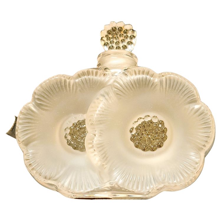 Cofanetto da donna con flacone di profumo Lalique, modello a due fiori