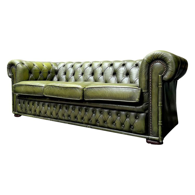 Divano Chesterfield in pelle verde