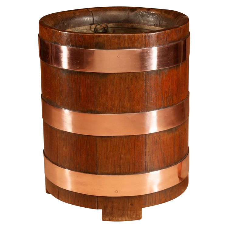 Jardinière/refroidisseur à vin Art Déco en chêne et cuivre.