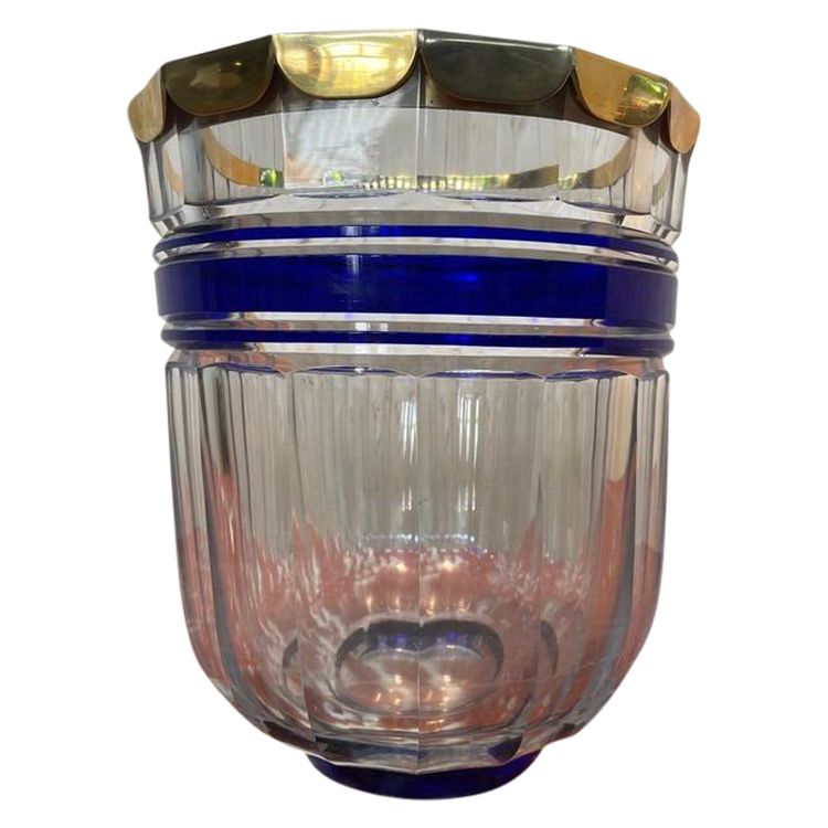Bohemian and brass crystal vase