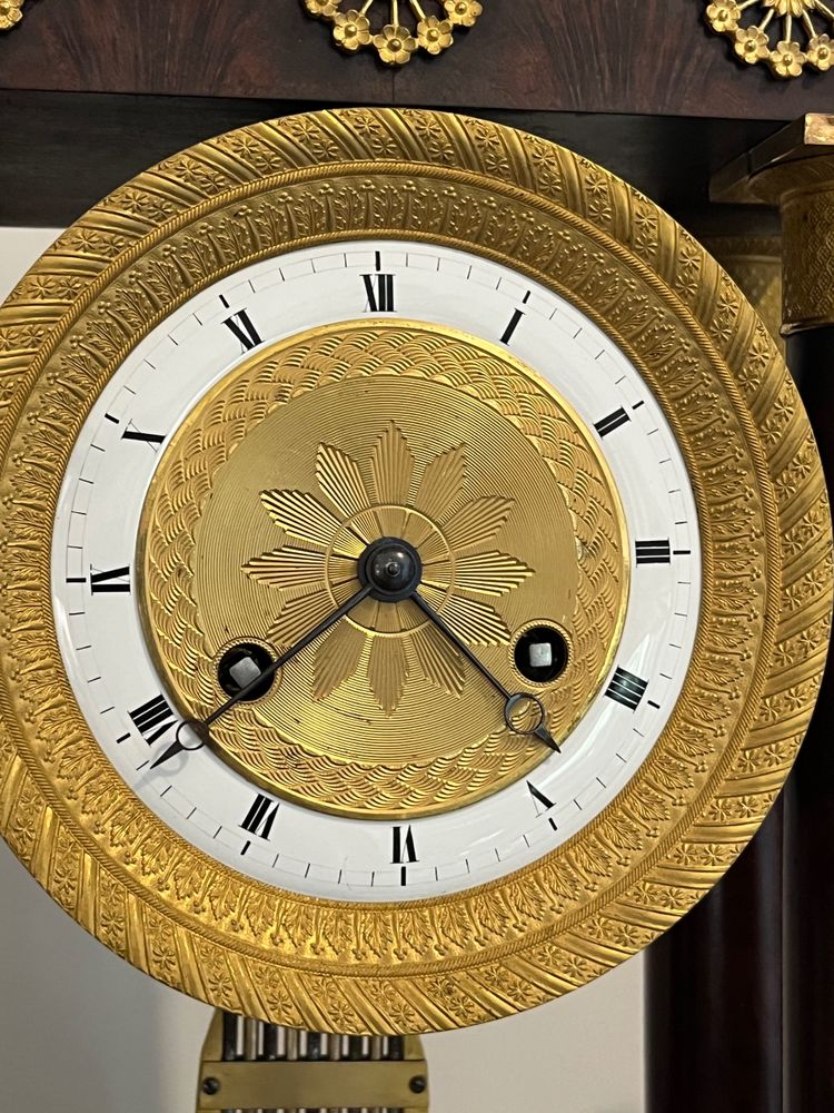 Empire mahogany portico clock