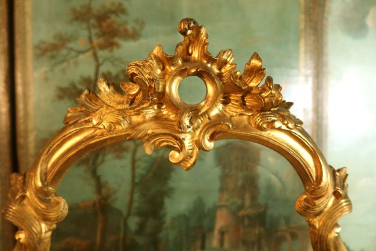 Paravento in legno dorato in stile Luigi XV, XIX secolo