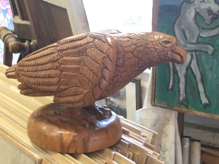 Carved wooden bird of prey