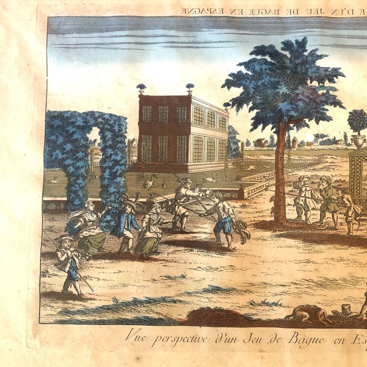 Deux vues d'optique, Purim et Jeu de Bague, XVIIIème siècle