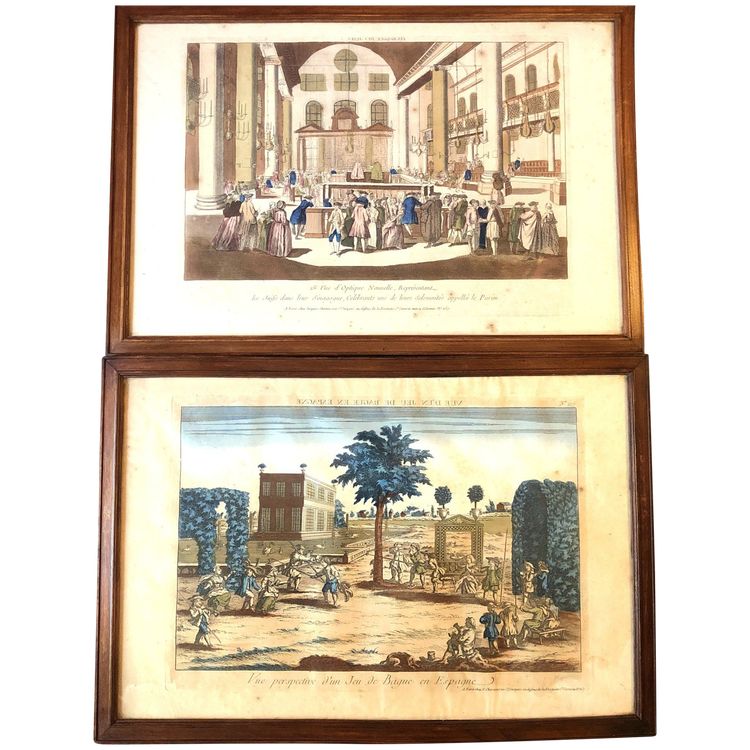 Deux vues d'optique, Purim et Jeu de Bague, XVIIIème siècle