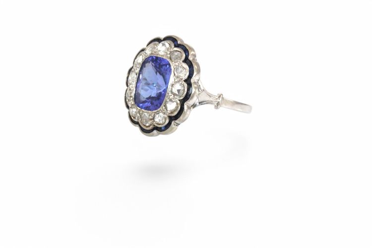 Art-Deco-Tansanit-Ring