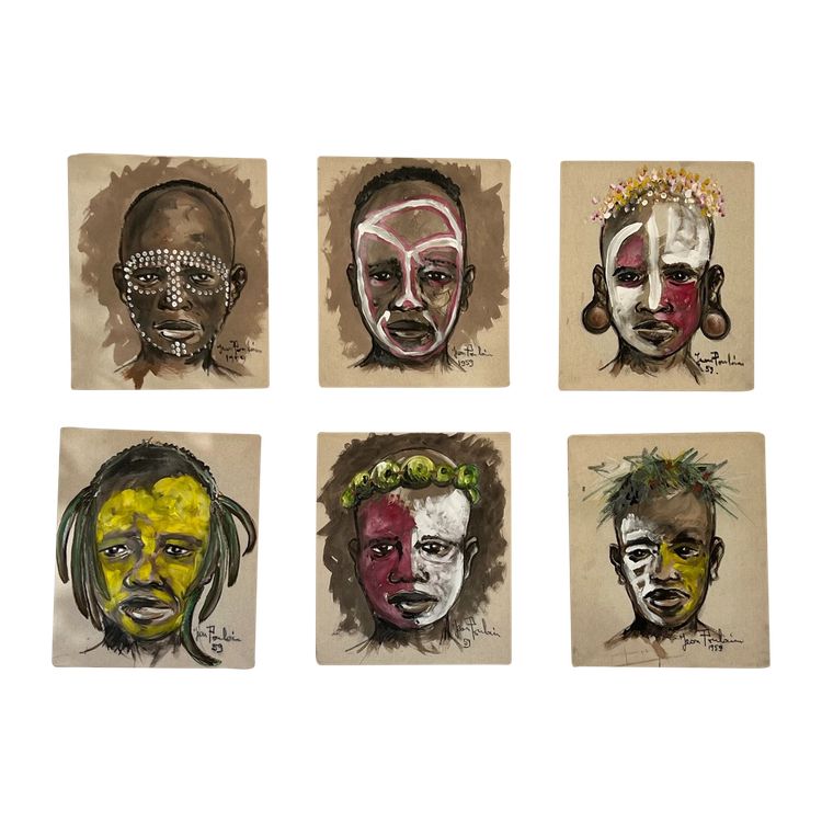 Série de 6 portraits de guerriers Africains