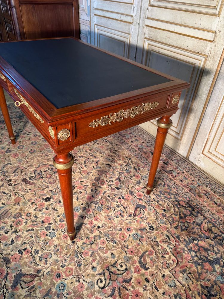 Scrivania Napoleone 3 in mogano e bronzo 