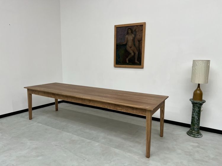 Table de ferme pieds fuseaux 300 X 100 cm en frêne massif