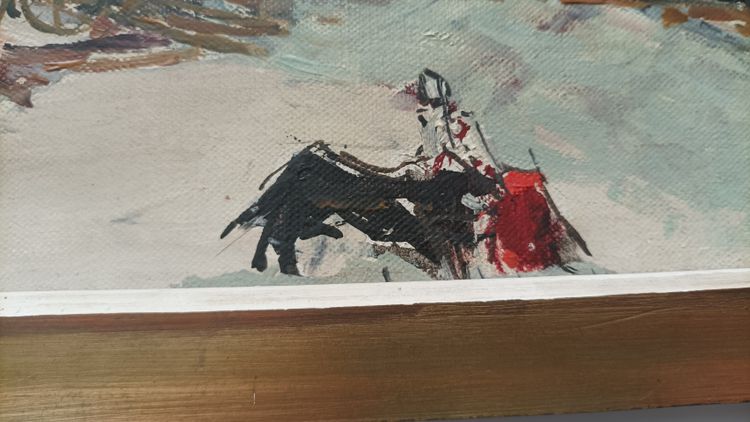 Michel Henry (1928-2016) Tableau huile sur toile "Toros a Pedraza"