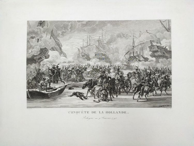 Conquête De La Hollande Bataille Navale Gravure Ancienne 19ème