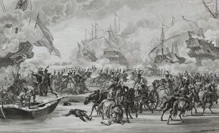 Conquête De La Hollande Bataille Navale Gravure Ancienne 19ème
