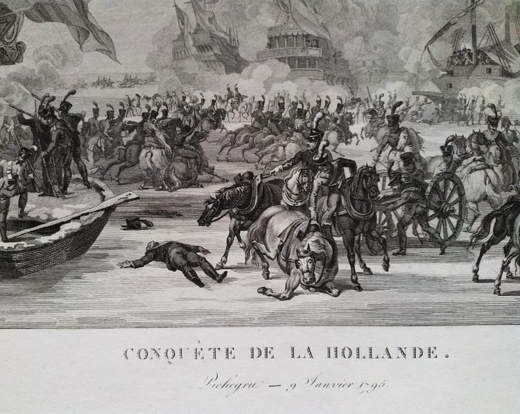 Conquête De La Hollande Bataille Navale Gravure Ancienne 19ème