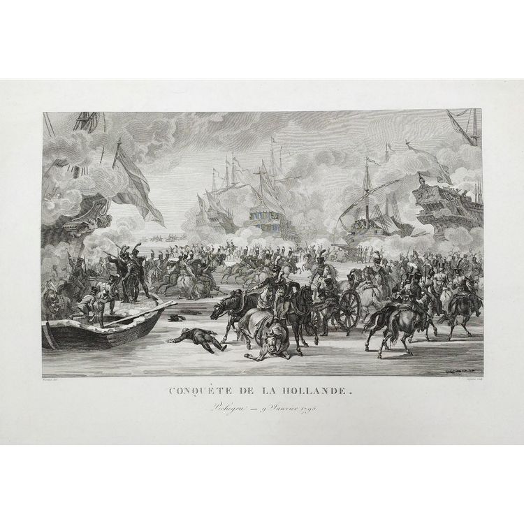 Conquête De La Hollande Bataille Navale Gravure Ancienne 19ème