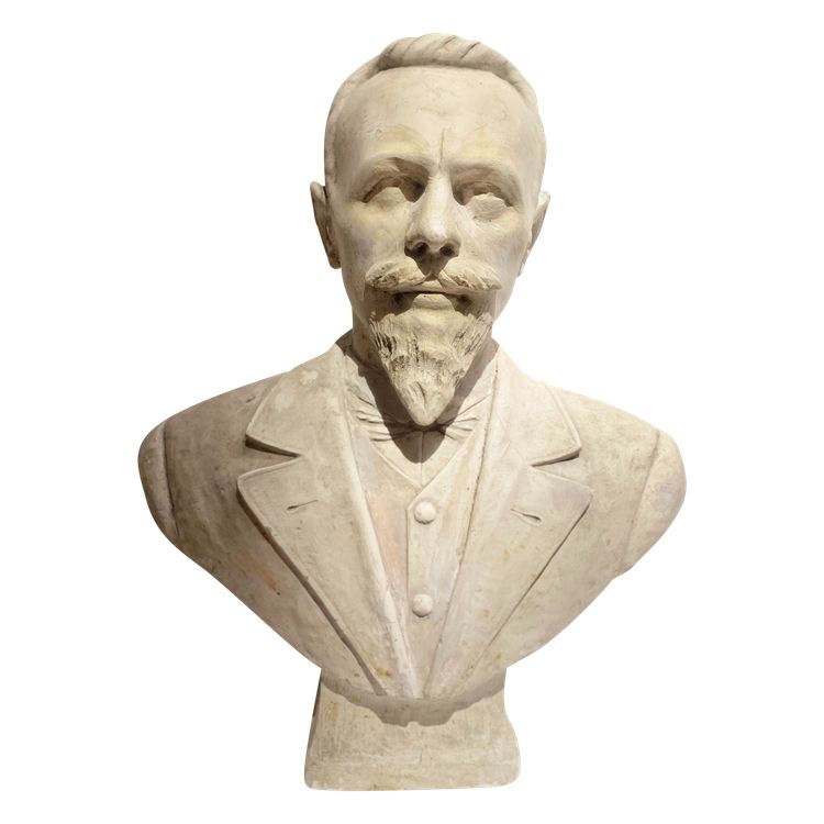 Busto di un notabile" calco in gesso scolpito, XX secolo