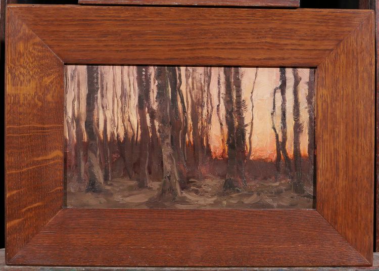 Joseph François 1851-1940 Arbres au coucher de soleil, paysage, tableau, impressionnisme