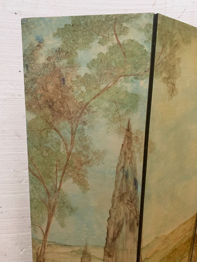 Paravent a trois feuilles peintes XX siècle