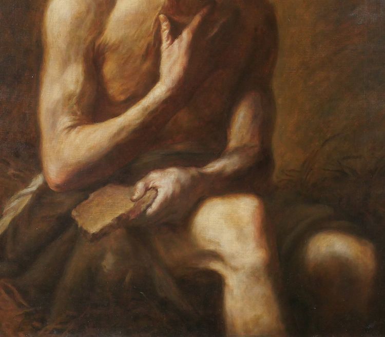Juseppe de Ribeira 1591-1652 (Nachfolger von) Hiob, Gemälde, um 1900-20, religiös, Heiliger
