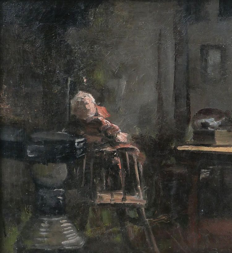 Joseph François 1851-1940 Interno di una casa di bambola, dipinto, impressionismo, Belgio
