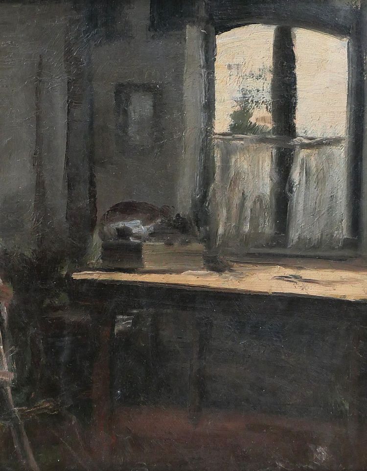 Joseph François 1851-1940 Interno di una casa di bambola, dipinto, impressionismo, Belgio