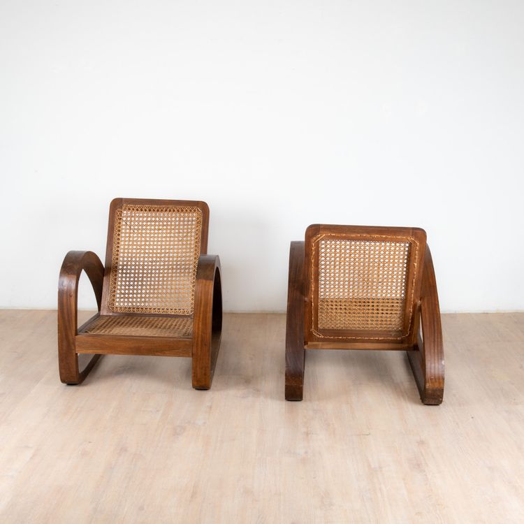 Tropische Art Deco Sessel aus Teakholz, 1960er, 2er Set
