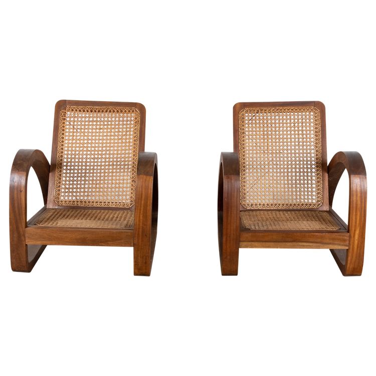 Tropische Art Deco Sessel aus Teakholz, 1960er, 2er Set