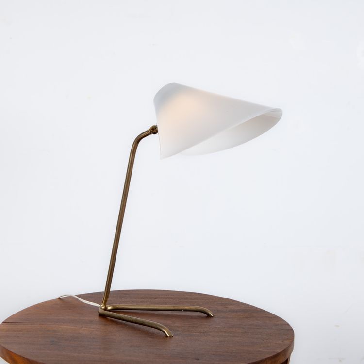 Lampada vintage in ottone e vetro acrilico, anni '60