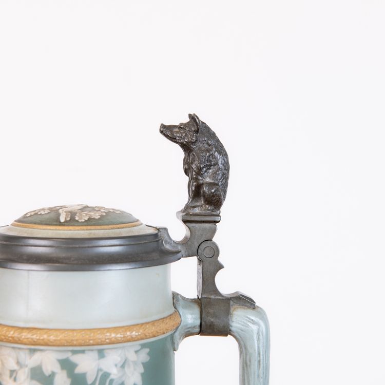 Beer Pitcher 2.5 Liters with Hunting Scene from Mettlach, Germany, 1890s