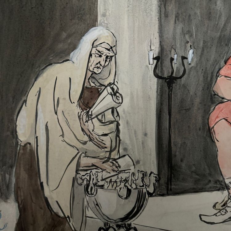 Dessin en couleur par Berger-Lheureux Beaux-Arts XXe scène à l'Antique