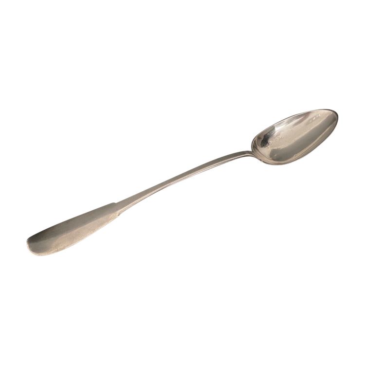 Cuillère à ragoût XVIIIe avec monogramme uniplat