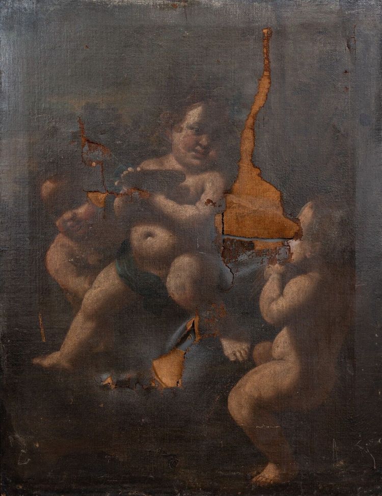 Öl auf Leinwand XVII Italienisch Engel Liebe
