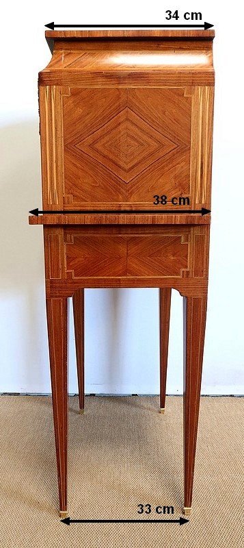 Mobiletto in vari intarsi di legno, stile Luigi XVI - 1900