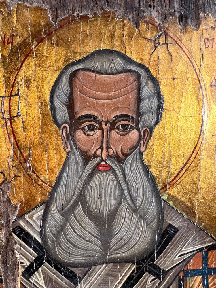 Antica icona ortodossa di Sant'Atanasio di Alessandria - 18ᵉ secolo