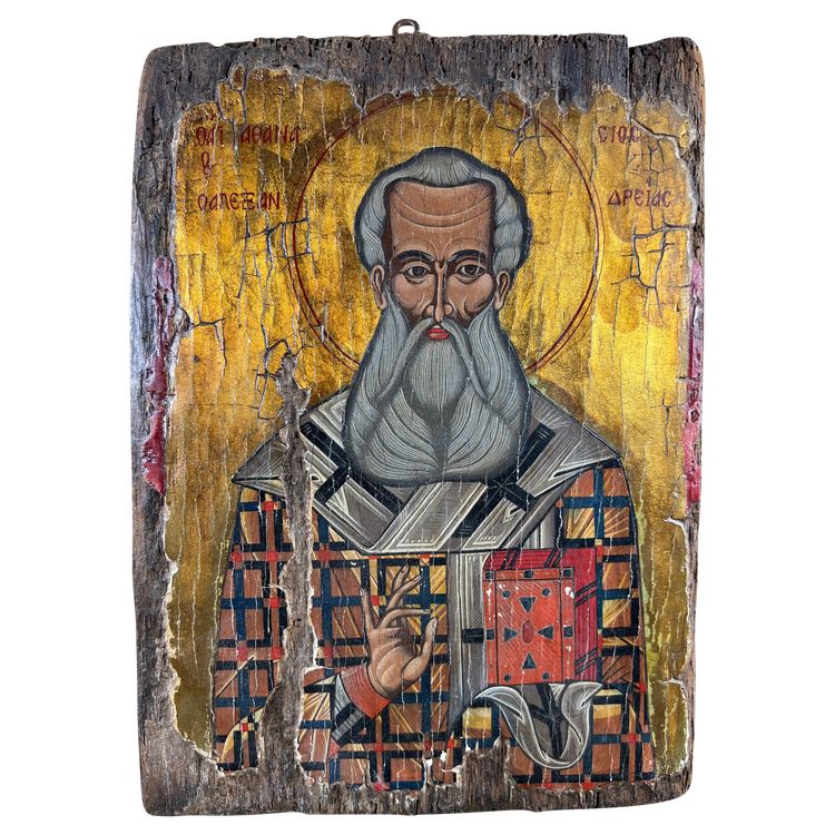 Antica icona ortodossa di Sant'Atanasio di Alessandria - 18ᵉ secolo