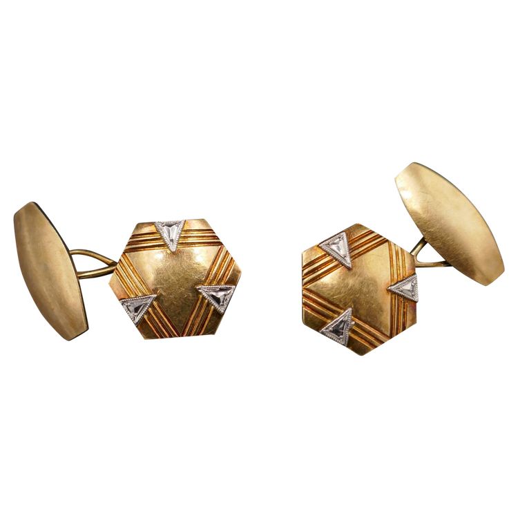 Coppia di gemelli Art Déco, oro 18 carati.