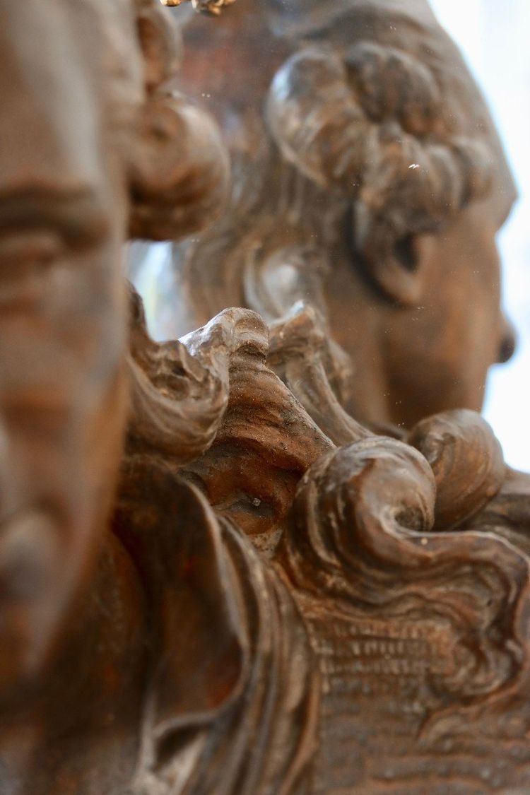 Busto in terracotta patinata probabilmente rappresentante Beaumarchais