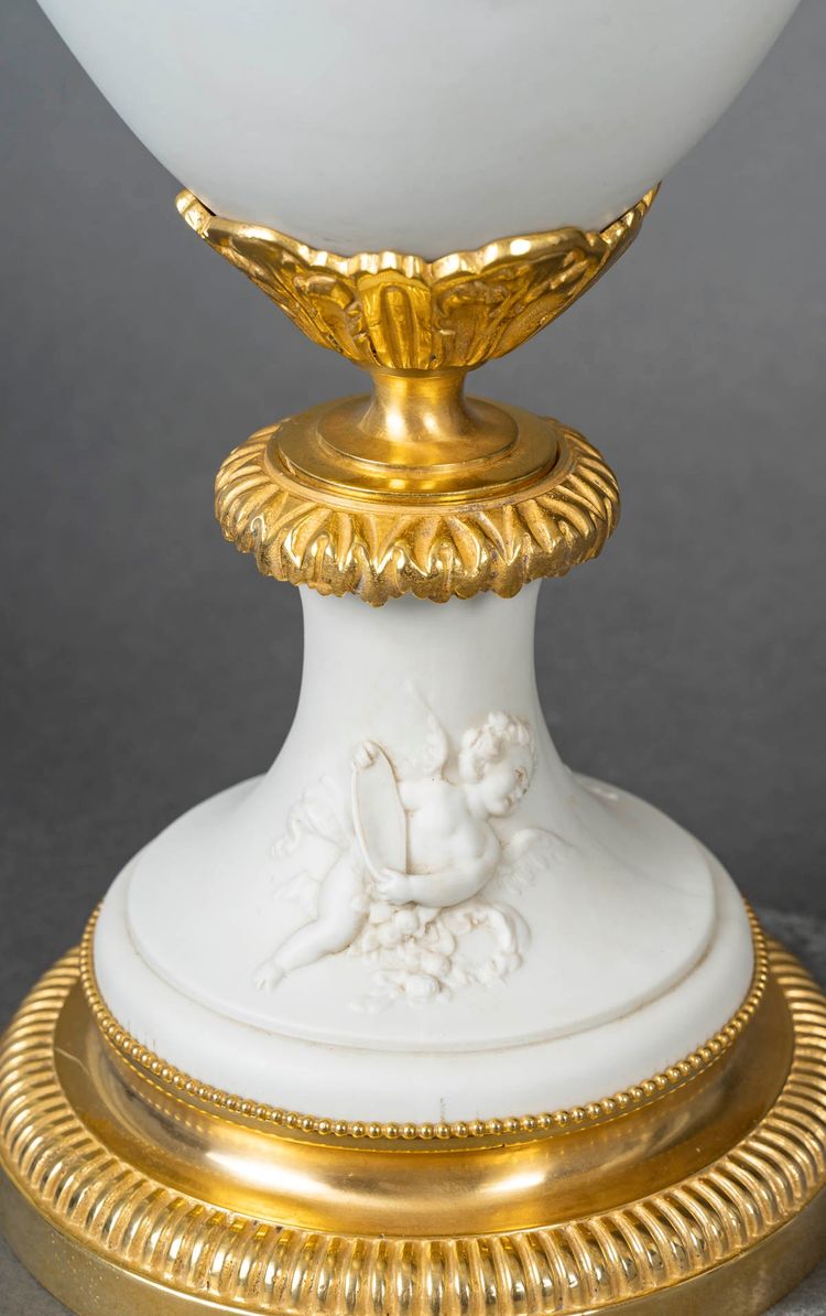 Une paire de vases en biscuit de sèvres montés en lampes, XIXème siècle 