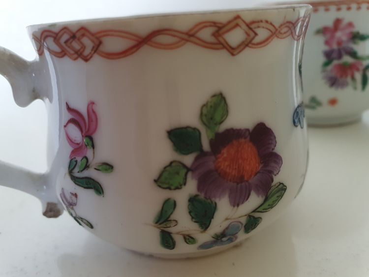Chinese export porcelain famille rose pots à jus 18th c Qianlong period