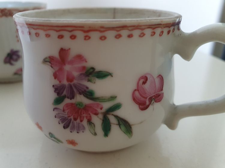 Chinese export porcelain famille rose pots à jus 18th c Qianlong period
