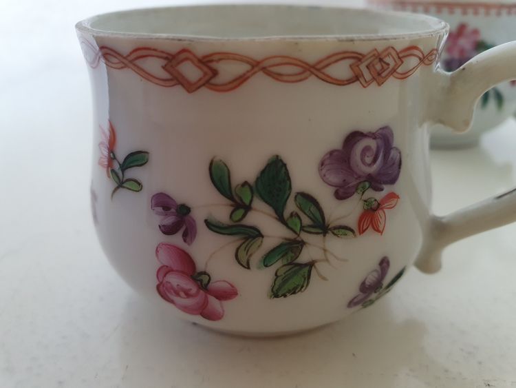 Chinese export porcelain famille rose pots à jus 18th c Qianlong period