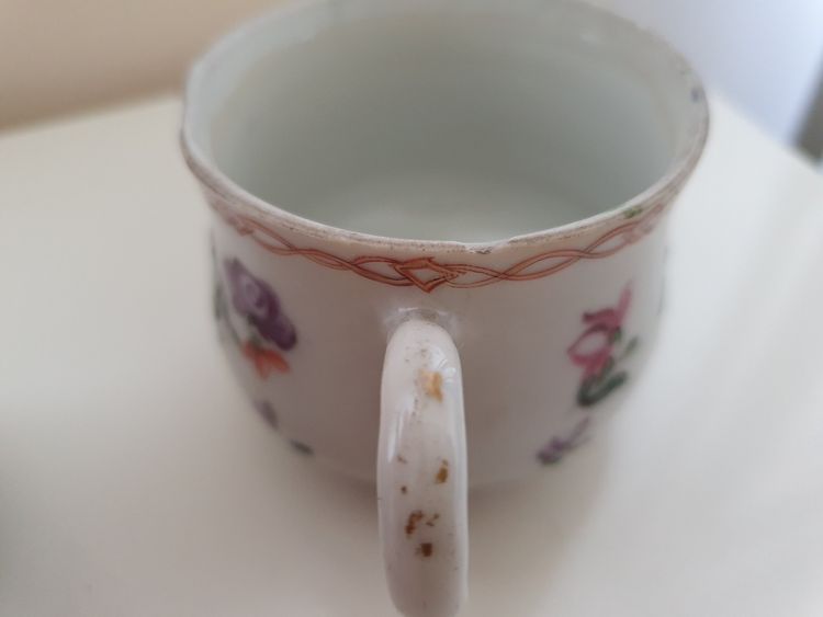 Chinese export porcelain famille rose pots à jus 18th c Qianlong period