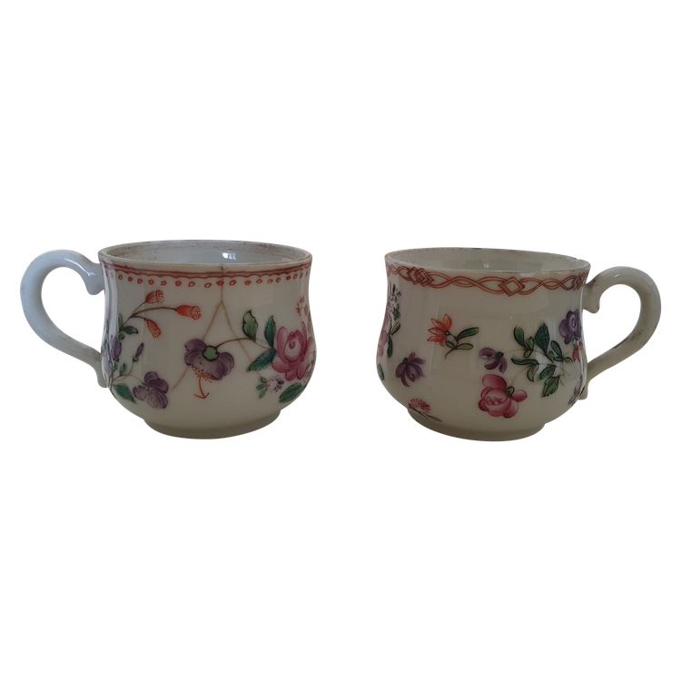 Chinese export porcelain famille rose pots à jus 18th c Qianlong period