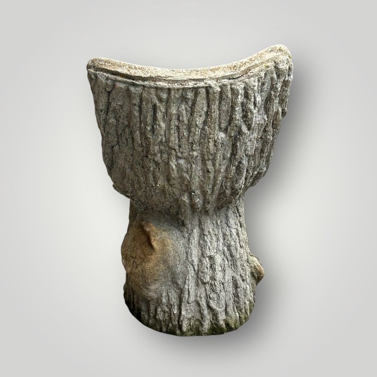 Suite De Six Chaises De Jardin En Ciment Imitant Le Bois Naturel Tronc D'arbre Circa 1950