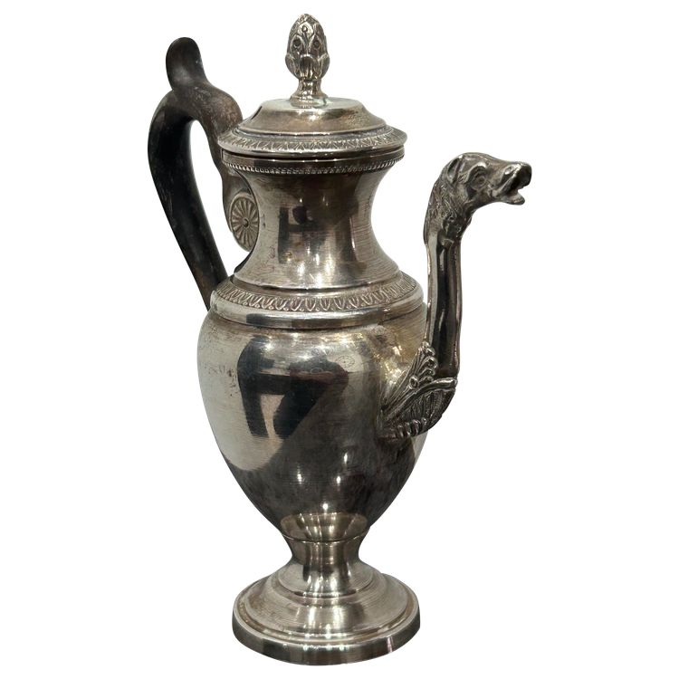 Verseuse - Théière - Cafetière égoïste En Argent Massif Poinçon Minerve Fin XIXéme Siècle 