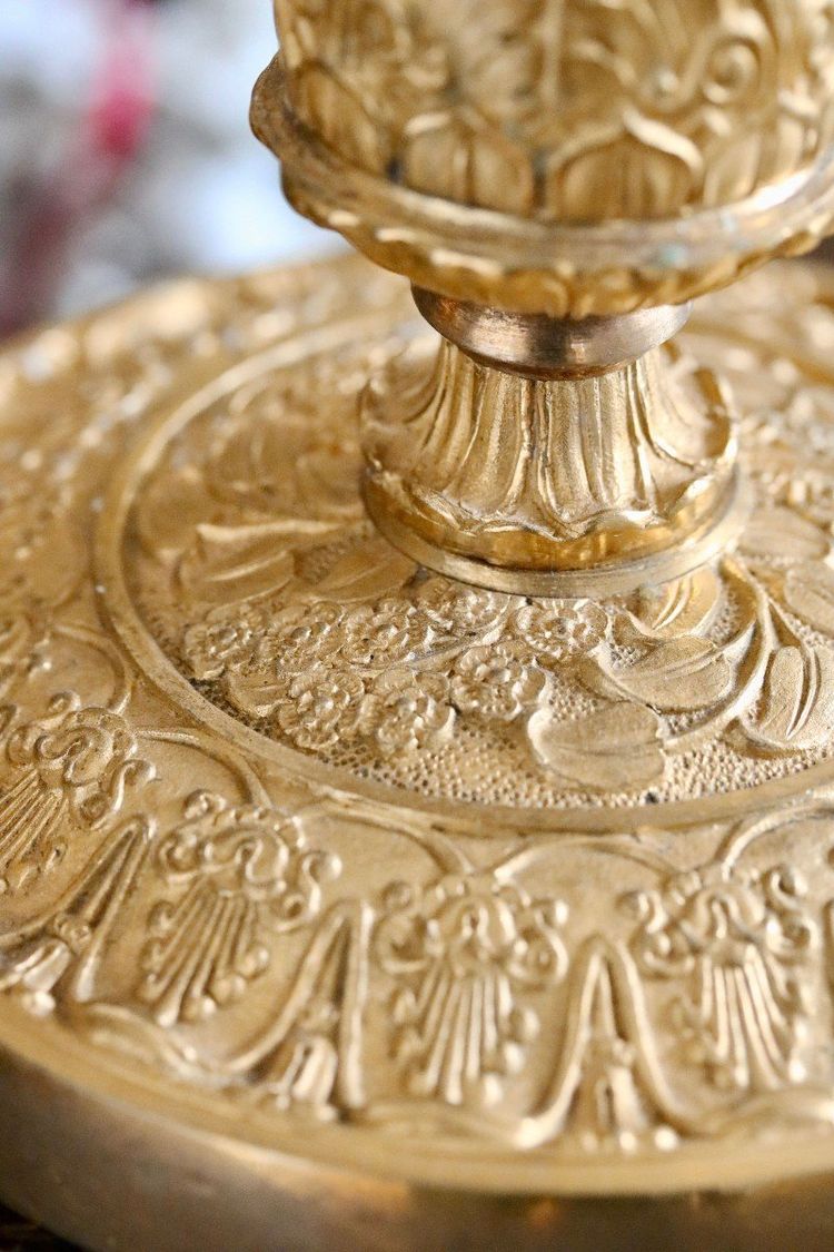 Pair of Gilt and Chiseled Bronze Candlesticks